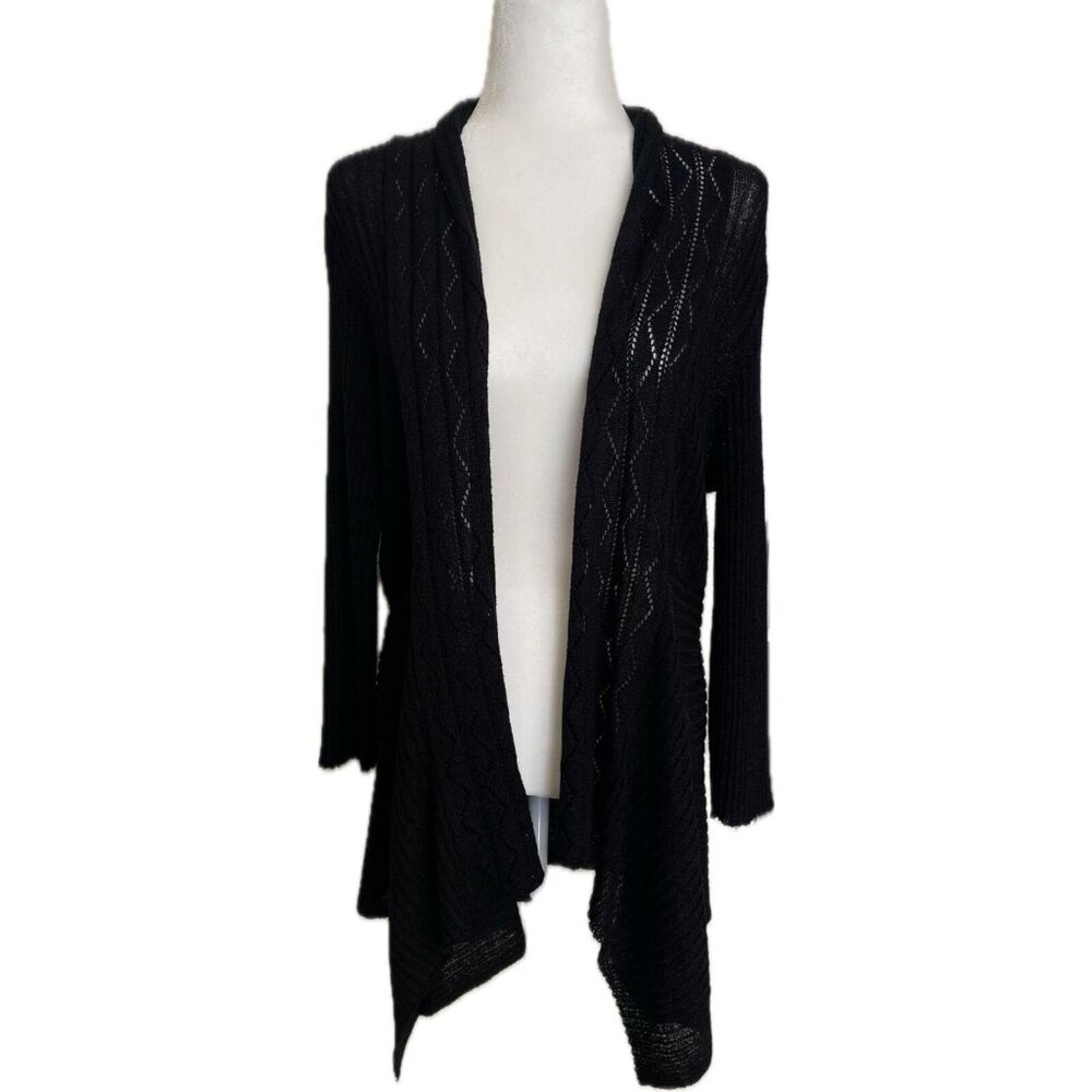 Lauren Michelle Woman Black Knit Draped Cardigan 2X – Open Front, Lightweight, B